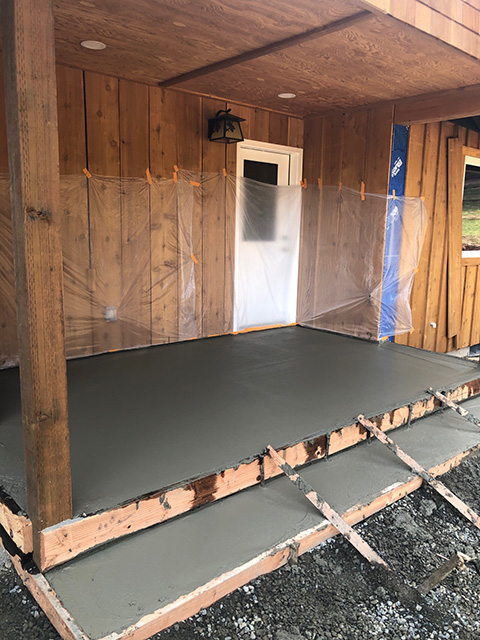 concrete drying in newly constructed room