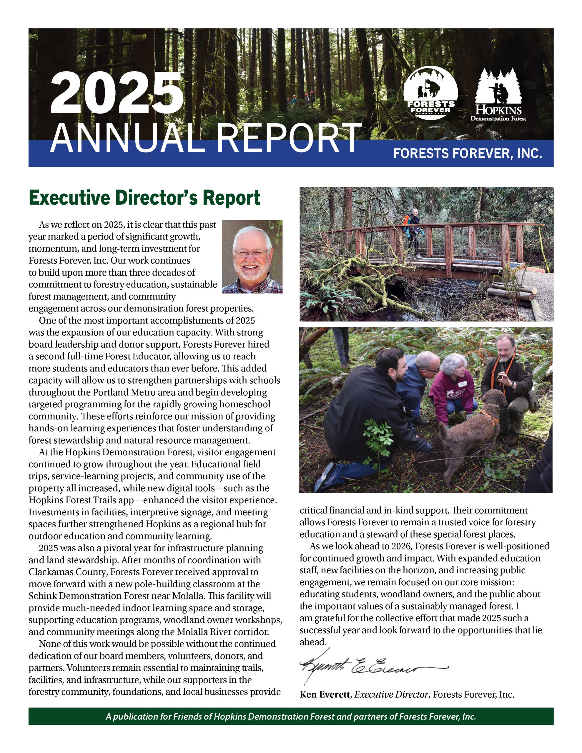 Hopkins Demonstration Forest 2025 Annual Report - image of  1st page